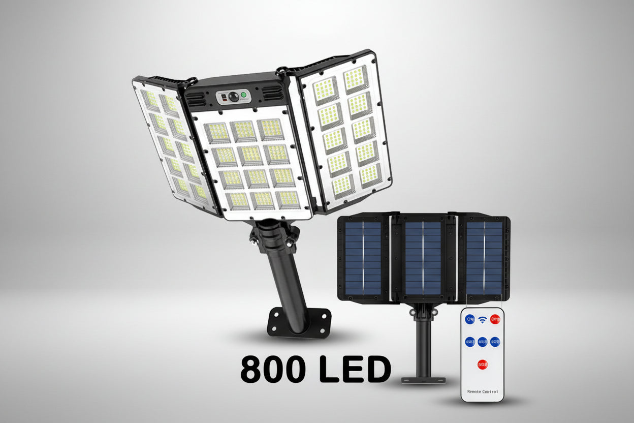 Potente Luce Solare da Esterno 800/600 LED | Sensore di Movimento Radar 10m, Impermeabile IP68 | Lampada da Parete per Giardino, Cortile, Sicurezza
