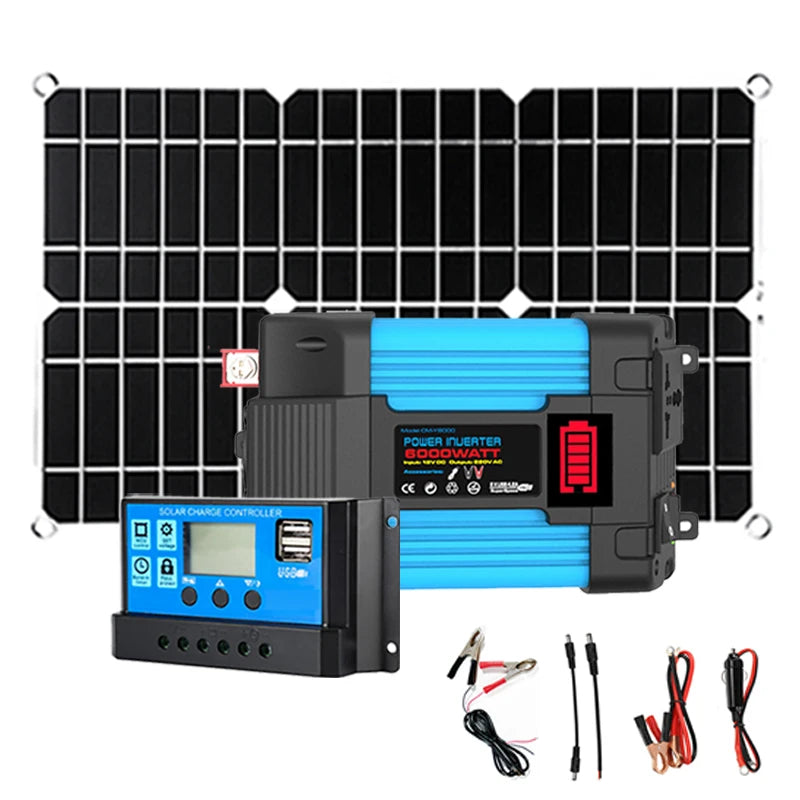 Kit Solare 6000W Off-Grid + Pannello 200W - Inverter 30A per Camper/Casa