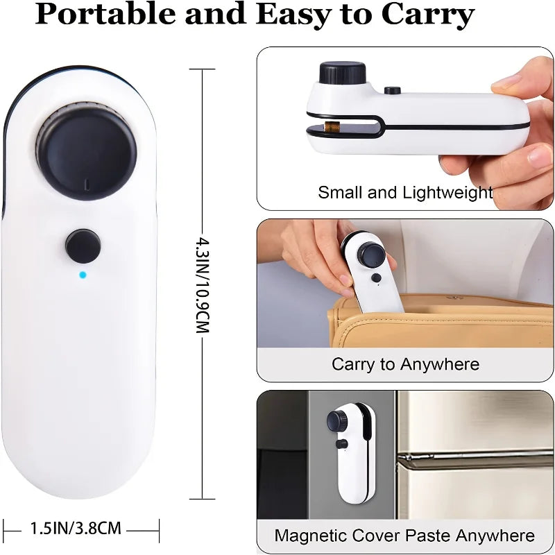 š Termosigillatore Ricaricabile USB 2-in-1 ā Sigilla Sottovuoto Snack, Cibi e Sacchetti di Plastica | Portatile, Compatto e Senza Cavo!