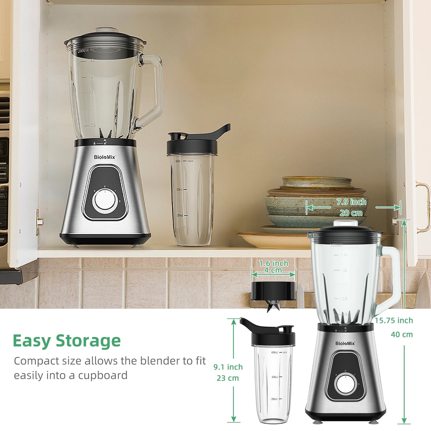 🚀 Frullatore Professionale 1300W | Vetro Rinforzato 1.5L | Per Smoothie Ghiacciati, Salse & Frullati Proteici | Lame in Acciaio 6L