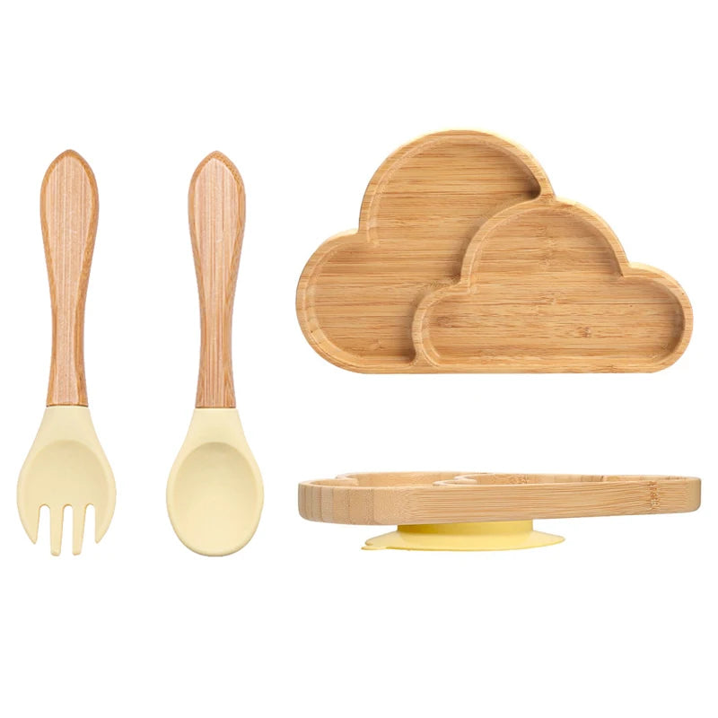 🍽️ Set 3 Piatti in Bambù per Bambini con Ventosa – Eco-Chic & Sicuro