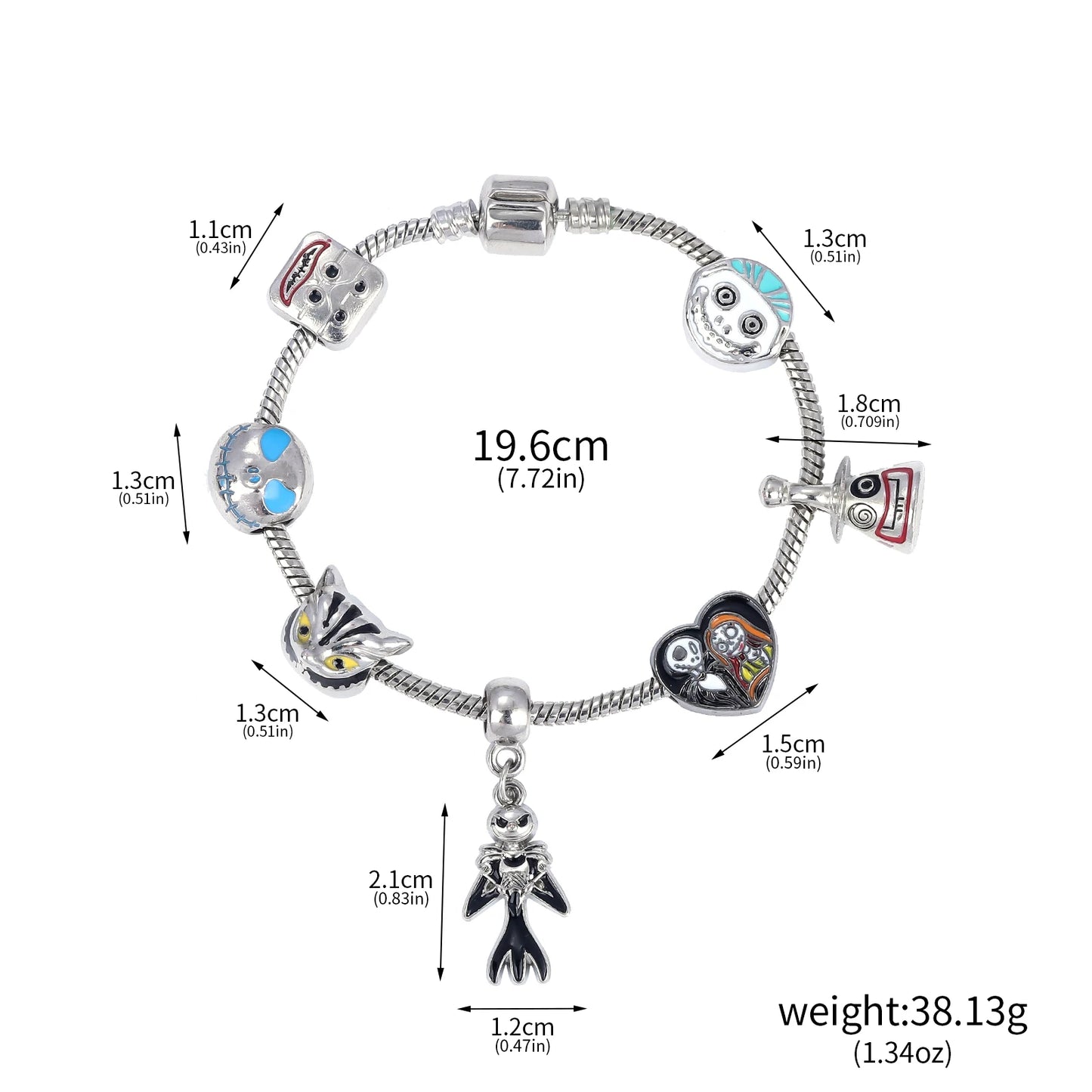 Braccialetti con ciondoli per film classici creativi Nightmare Before Christmas per donna Uomo Accessori Jack e Sally Regali per i fan