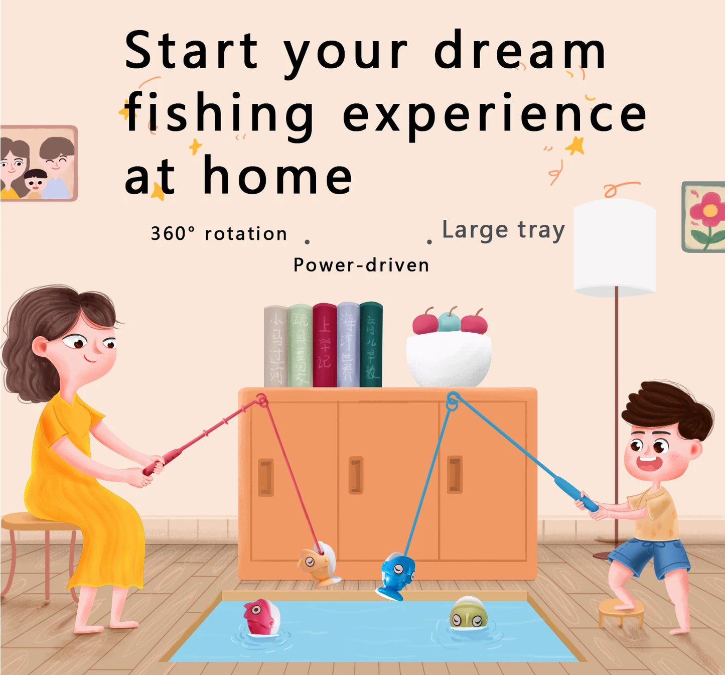 Pesca Giocattolo Elettrico con Luci/Musica - Regalo Perfetto Bambini Blu/Rosa