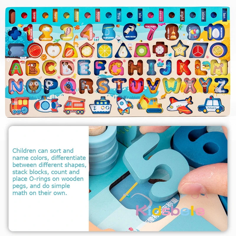 Set Educativo Legno - Puzzle, Conteggio, Pesca Magnetica Montessori 3+