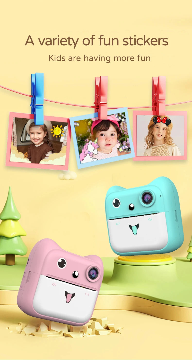 Stampante Instantanea per Bambini con Fotocamera - Gioco Educativo Rosa/Blu