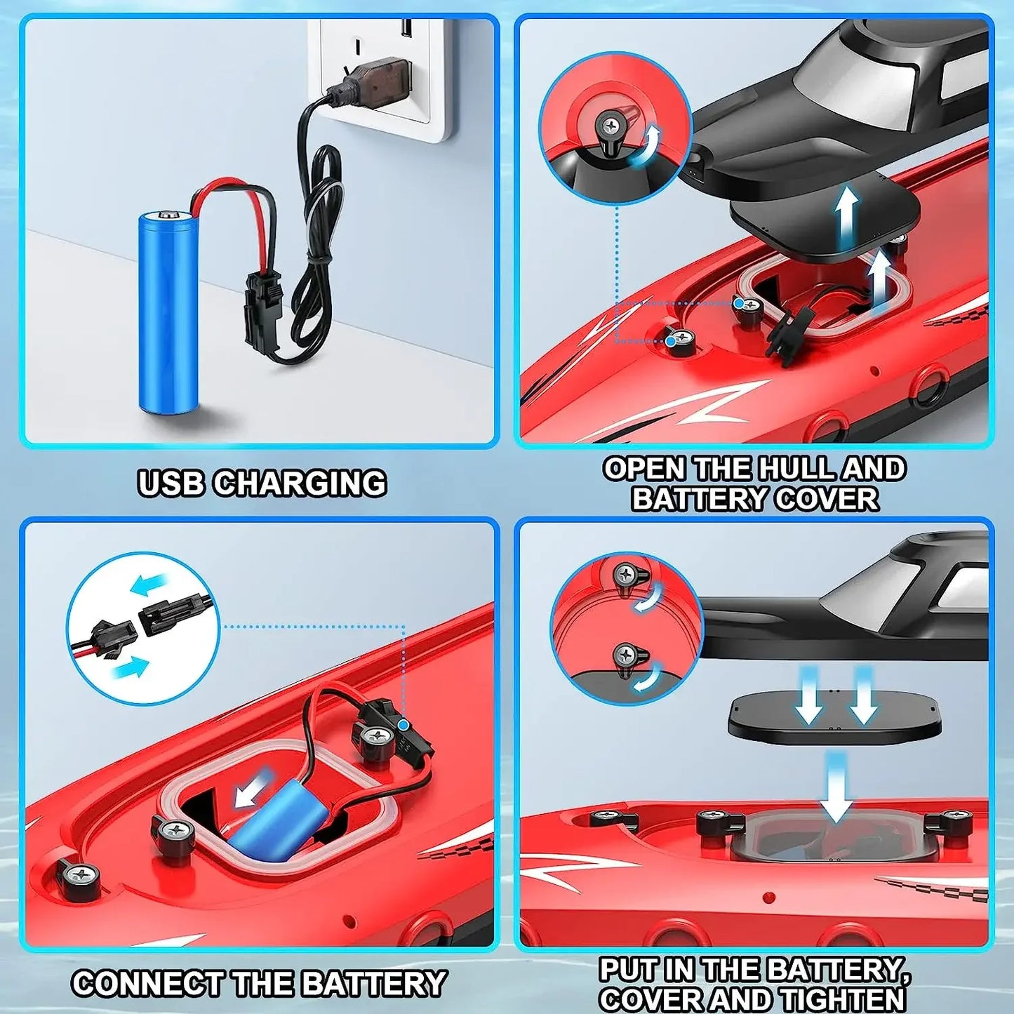 Barca RC 2.4Ghz Ad Alta VelocitĂ  - Giocattolo per Bambini Piscina/Lago