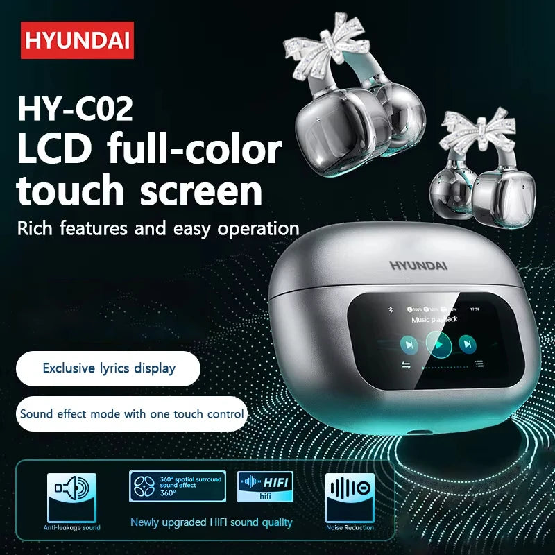 🎧 Auricolari HYUNDAI HY-C02 - Schermo LCD Touch, Autonomia 24h, Noise Cancelling