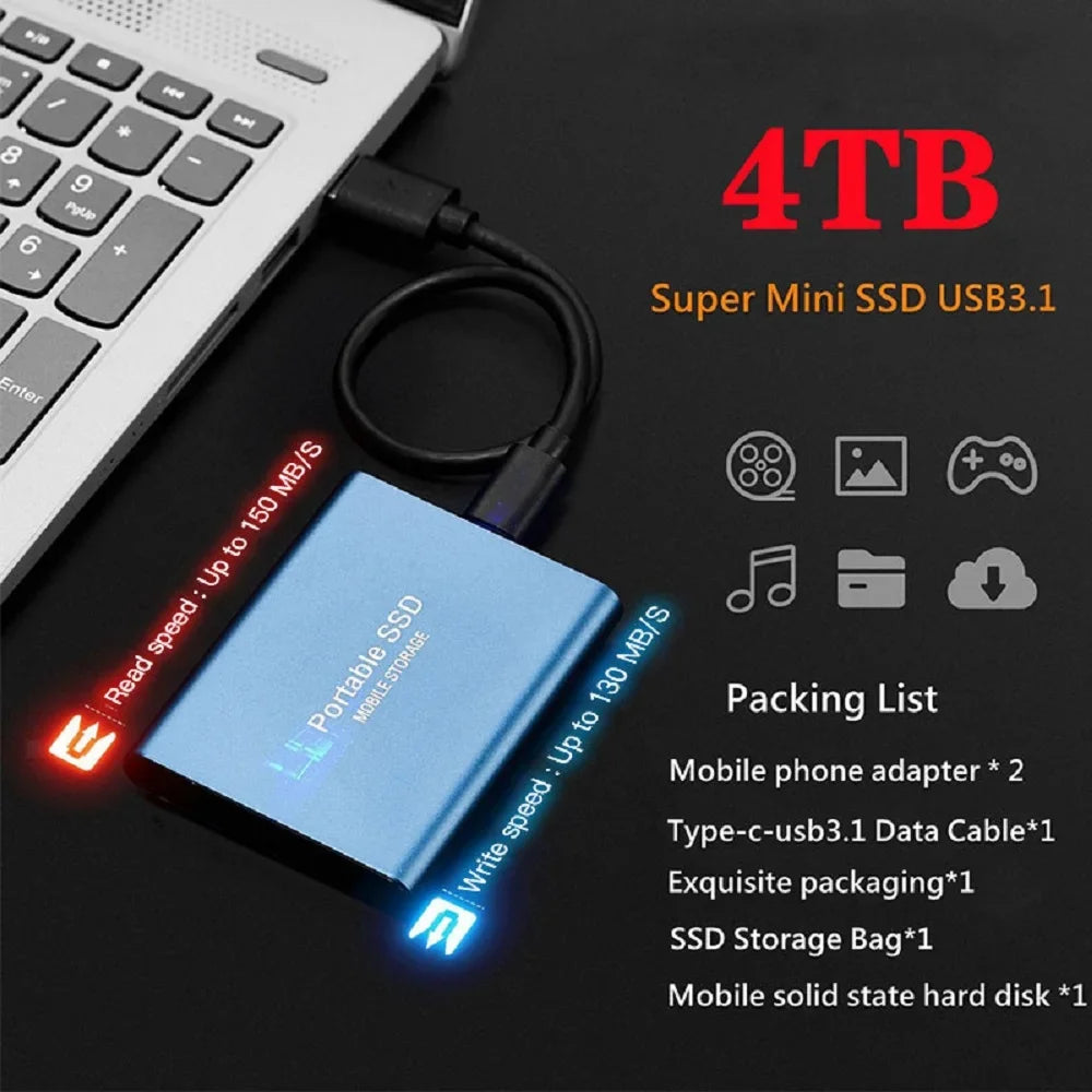 SSD Esterno Ultra Veloci Portabile Compatibile con PC/Mac/Phone!