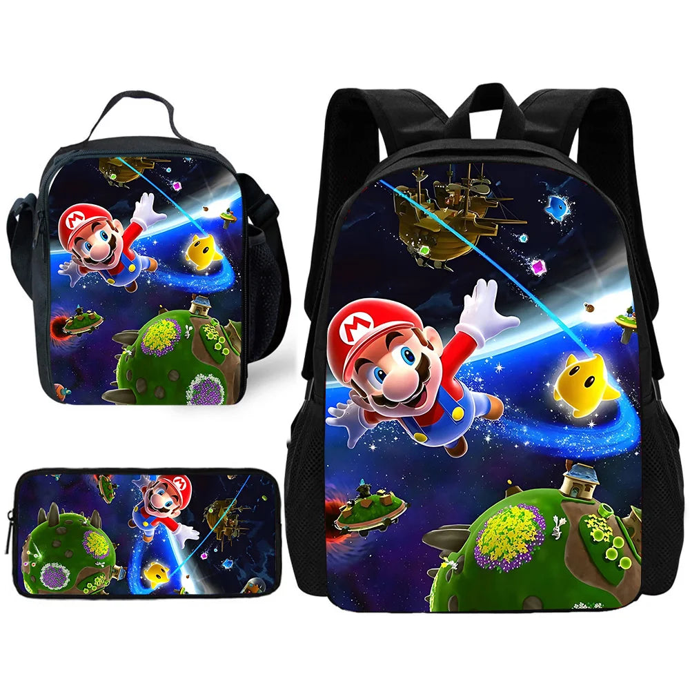 Set Scuola Super Mario - Zaino + Portapranzo + Astuccio - Regalo Bambini