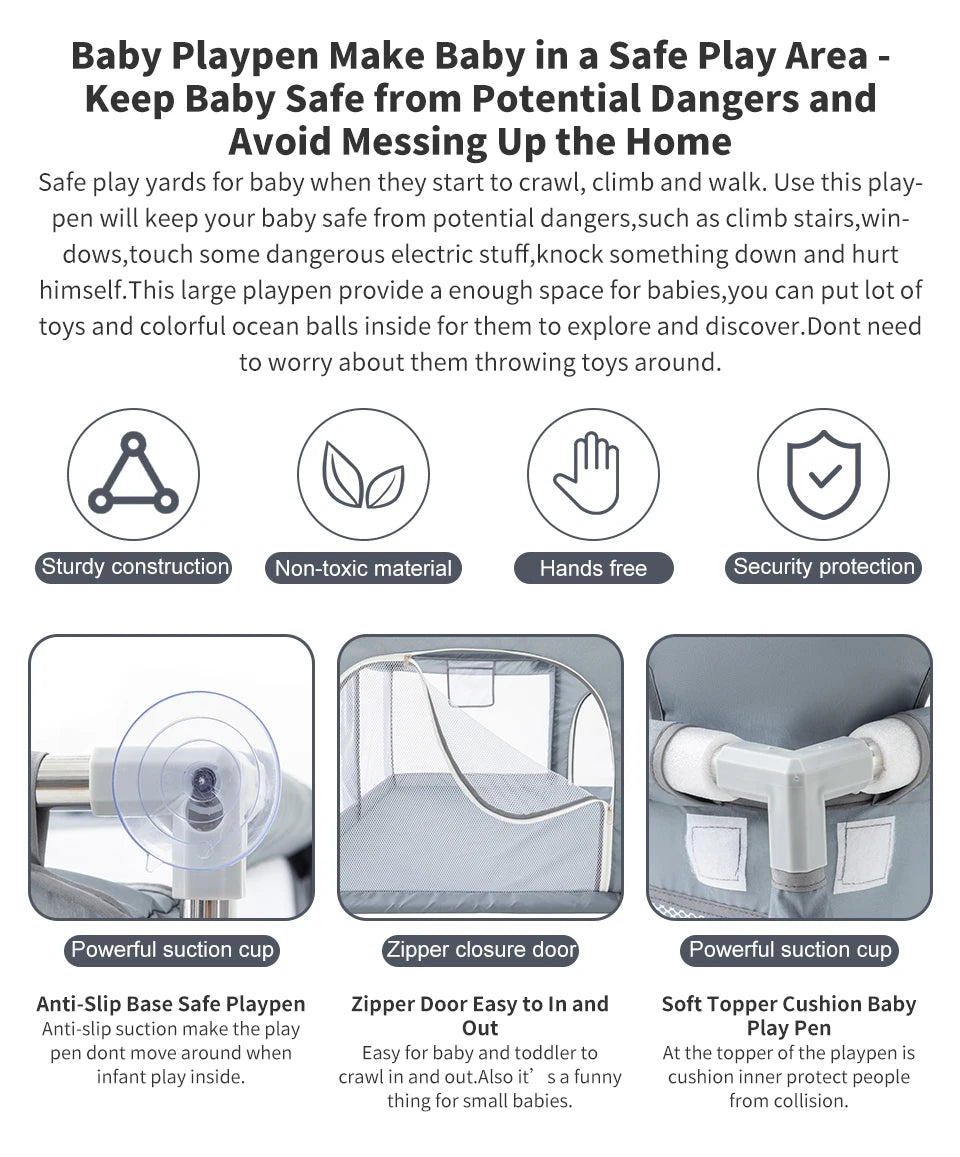 Box Parco Giochi Bambini 6Mesi-6Anni con Palline e Recinzione Sicurezza