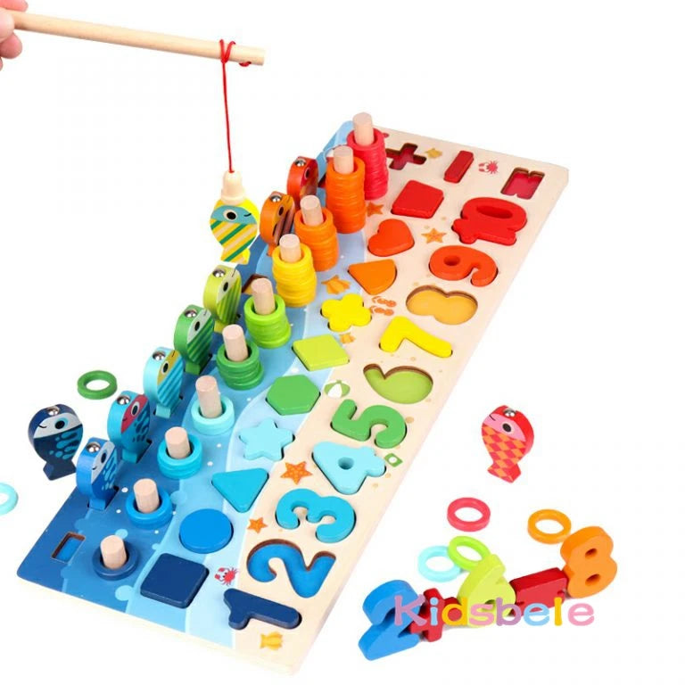 Set Educativo Legno - Puzzle, Conteggio, Pesca Magnetica Montessori 3+