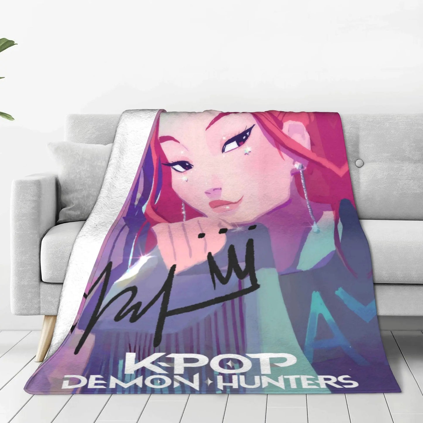 Coperta KPop Demon Hunters 100% Poliestere Peluche, 150x100cm, Inverno Regalo Natale