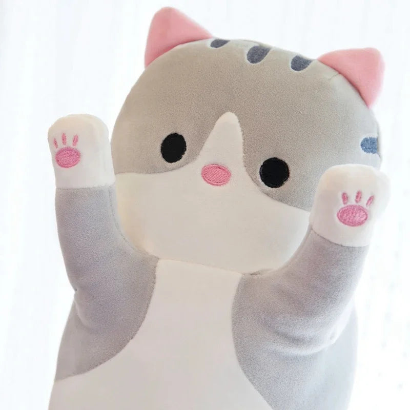 🐾 Cuscino Peluche Gatto Dormiente | Ultra-Squishy | Anti-Stress | Per Gambe e Abbracci