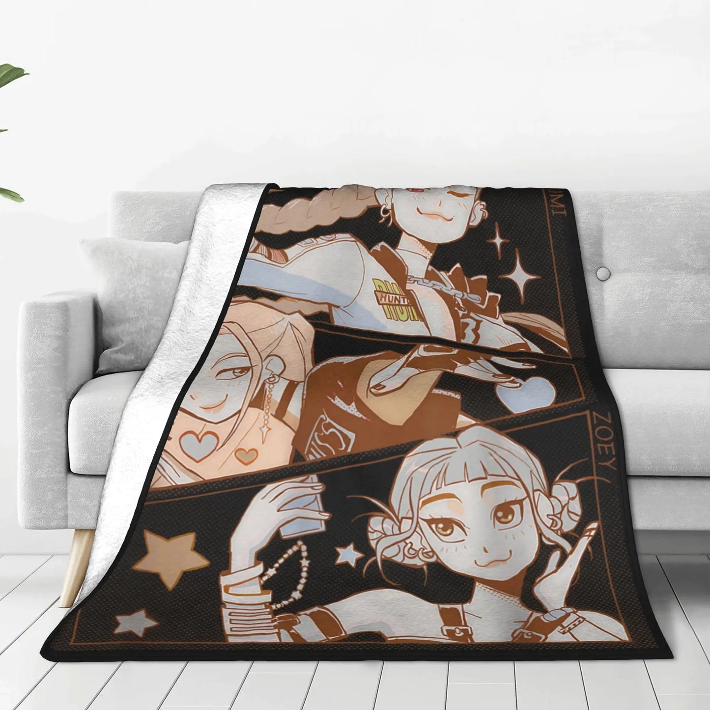 Coperta KPop Demon Hunters 100% Poliestere Peluche, 150x100cm, Inverno Regalo Natale