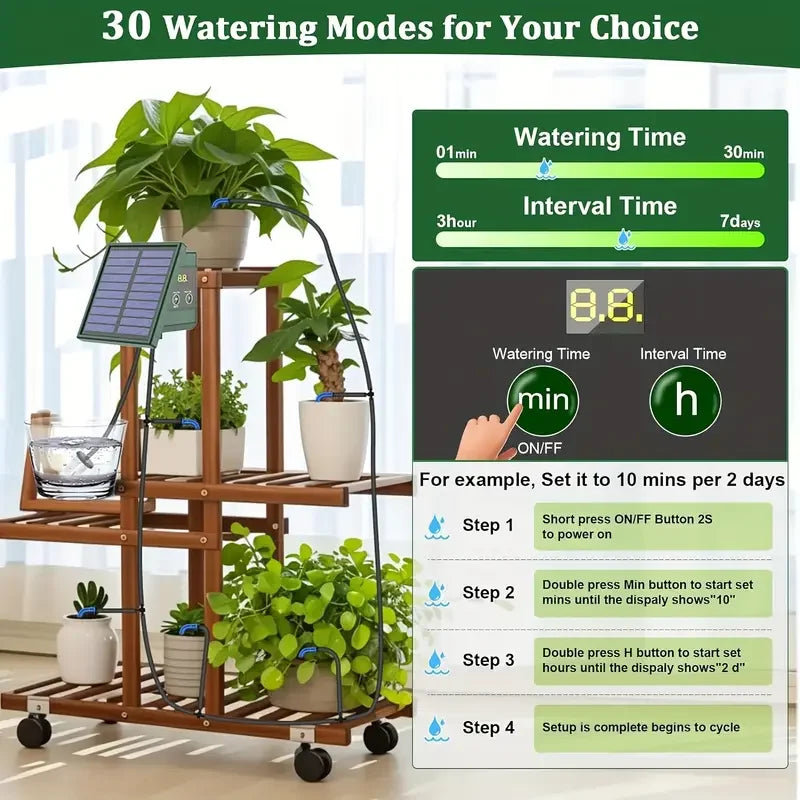 🌱 Sistema di Irrigazione a Goccia Solare Automatico - Kit Fai Da Te per Orti, Serre e Balconi