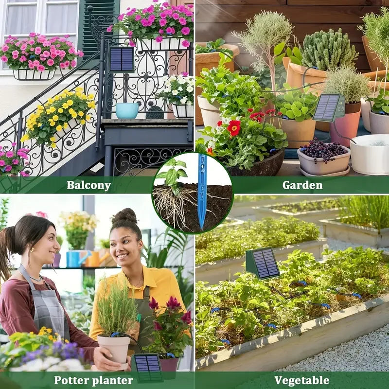 🌱 Sistema di Irrigazione a Goccia Solare Automatico - Kit Fai Da Te per Orti, Serre e Balconi