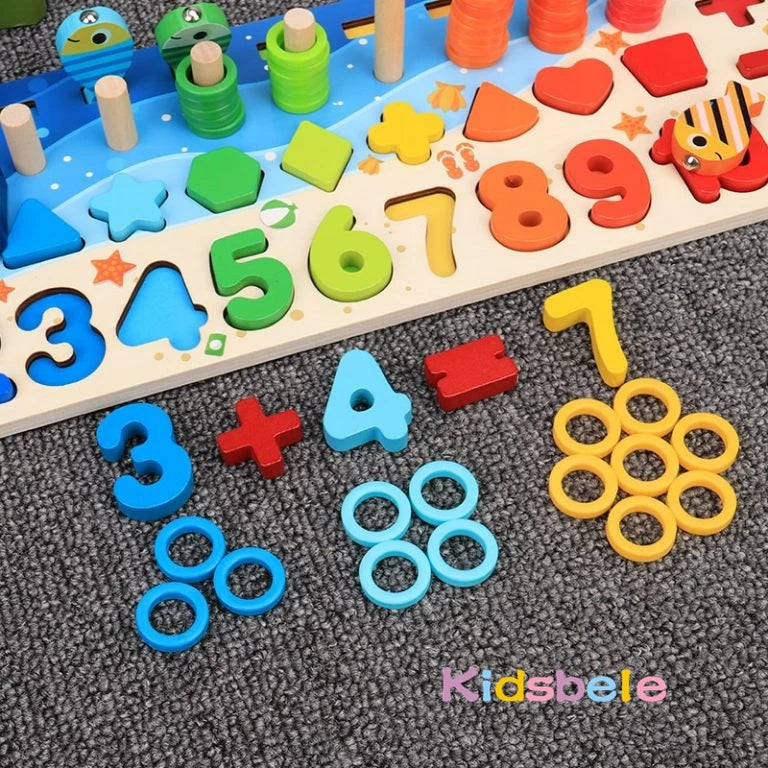Set Educativo Legno - Puzzle, Conteggio, Pesca Magnetica Montessori 3+
