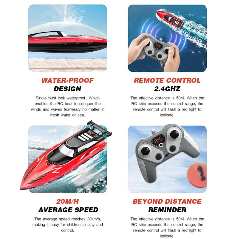 Barca RC 2.4Ghz Ad Alta VelocitĂ  - Giocattolo per Bambini Piscina/Lago