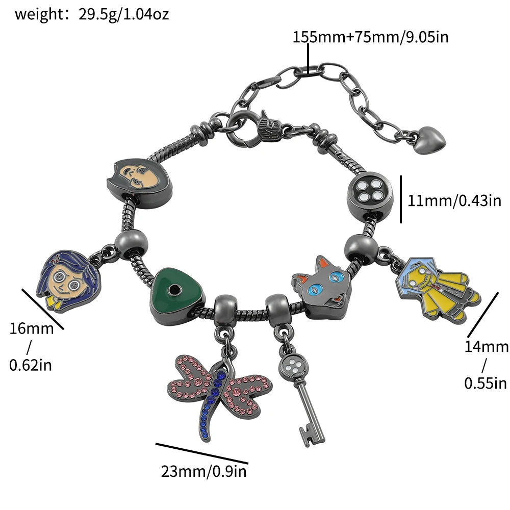 Bracciale Coraline Con Ciondoli Smalto Porta Segreta, Gioiello Regalo