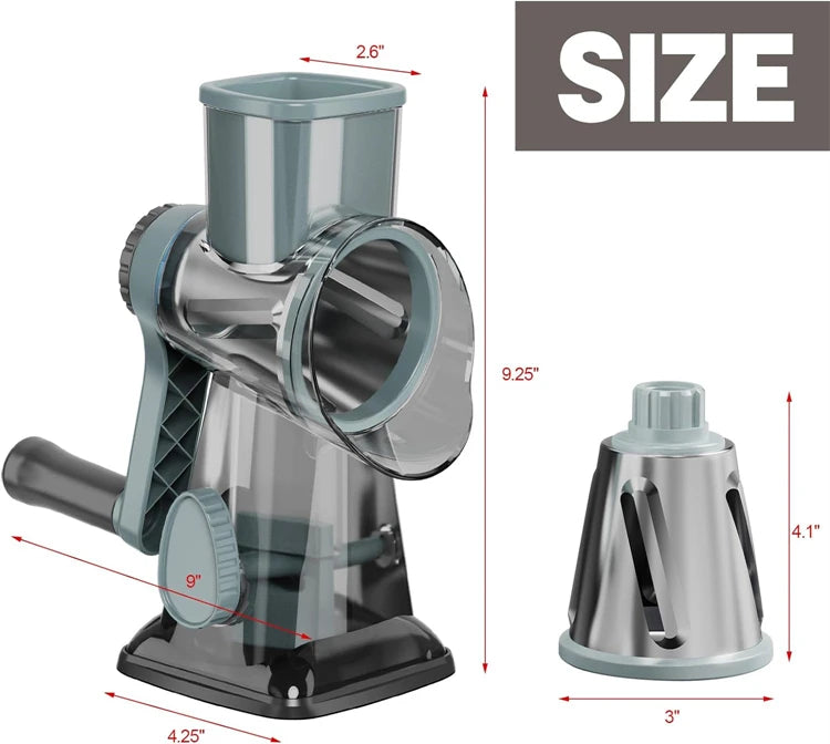 Grattugia 3 in 1  - Affetta Verdure, Noci, Formaggio - Trituratore Manuale