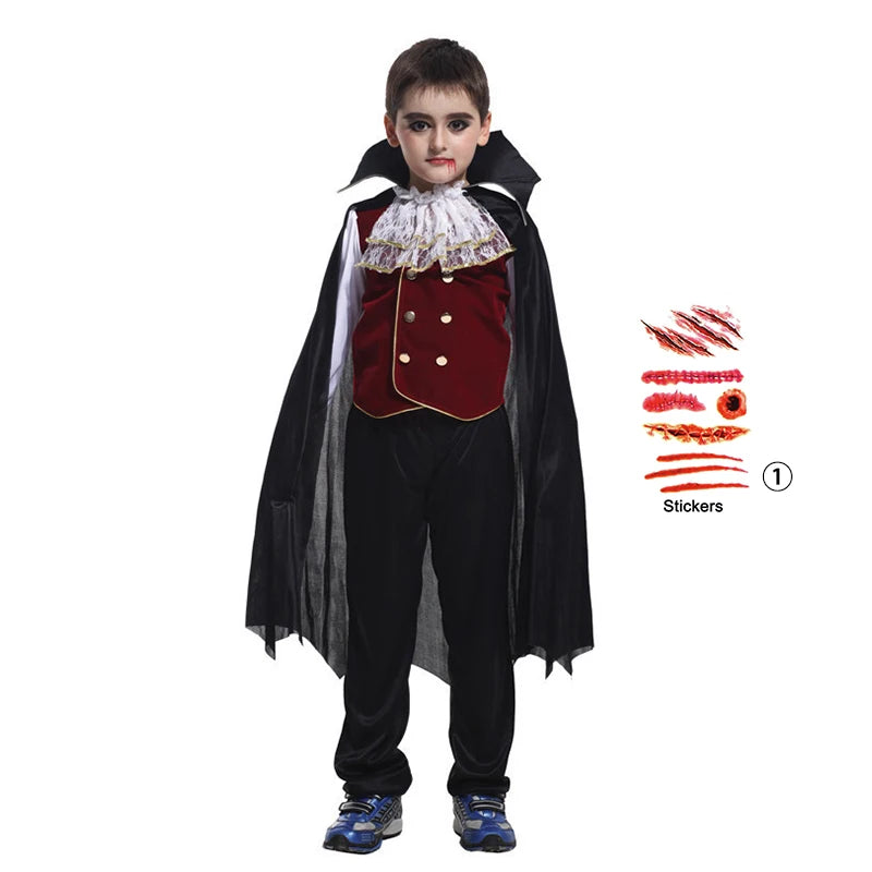 👻 Vestito Sposa Vampiro per Bambini - Maniche a Sbuffo, Stile Gotico con Fiocchi, Per Halloween e Feste!