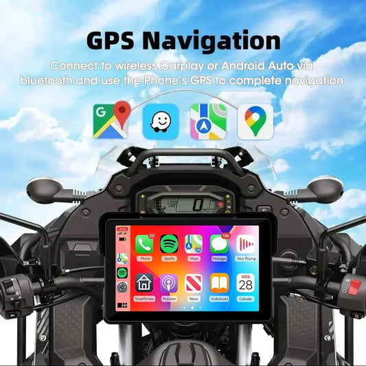 Schermo Moto 7" Wireless CarPlay & Android Auto | GPS | DVR | IPX7 | Touchscreen