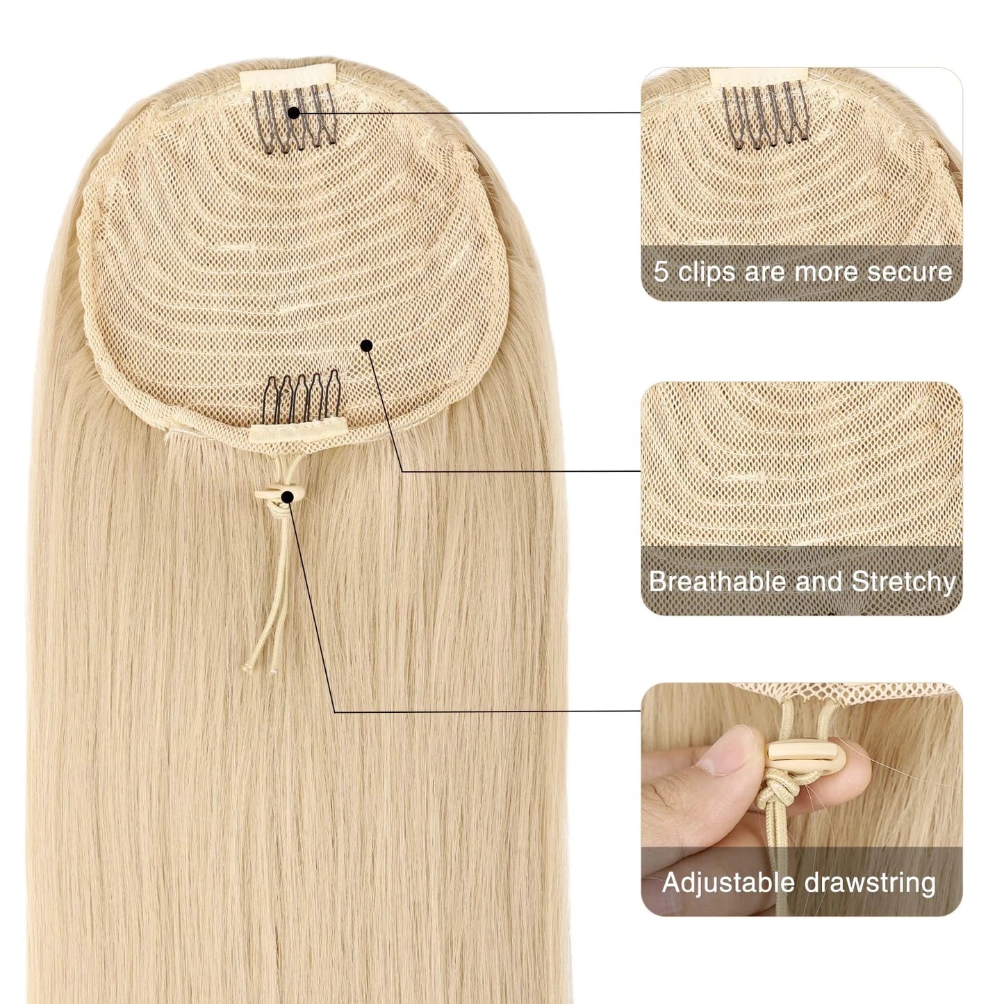 ✨ Extension Capelli 100% Umani 10-26" - Clip a Coda di Cavallo con Coulisse Bionda - 120g Naturale & Morbido! 🏆