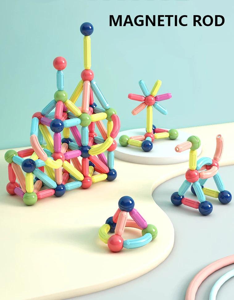 Set 100+ Blocchi Magnetici Bambini, Giocattoli Educativi, Regalo Creativo 3+