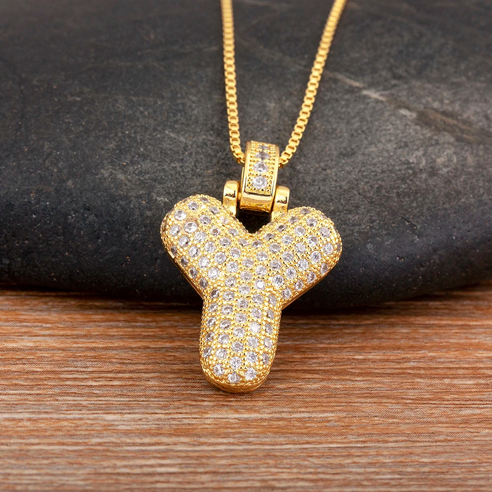 Collana regolabile con lettera scintillante A-Z Design unisex