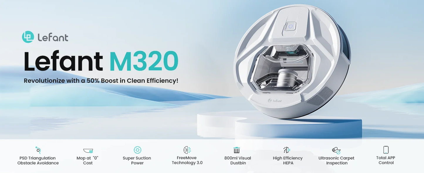 Aspirapolvere Robot 6000Pa M320 con Mop, 210min Autonomia, Controllo App