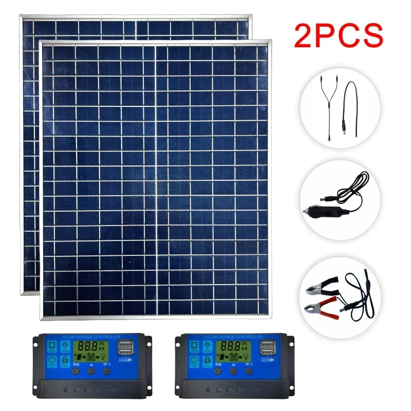 Pannello Solare 500W/1000W 12V - IP65 Impermeabile con Controller 100A e USB