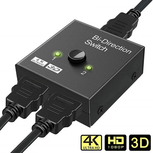 ๐ Switch HDMI 4K Bidirezionale 2 Porte - 1x2/2x1 Ultra HD con HDR e 3D