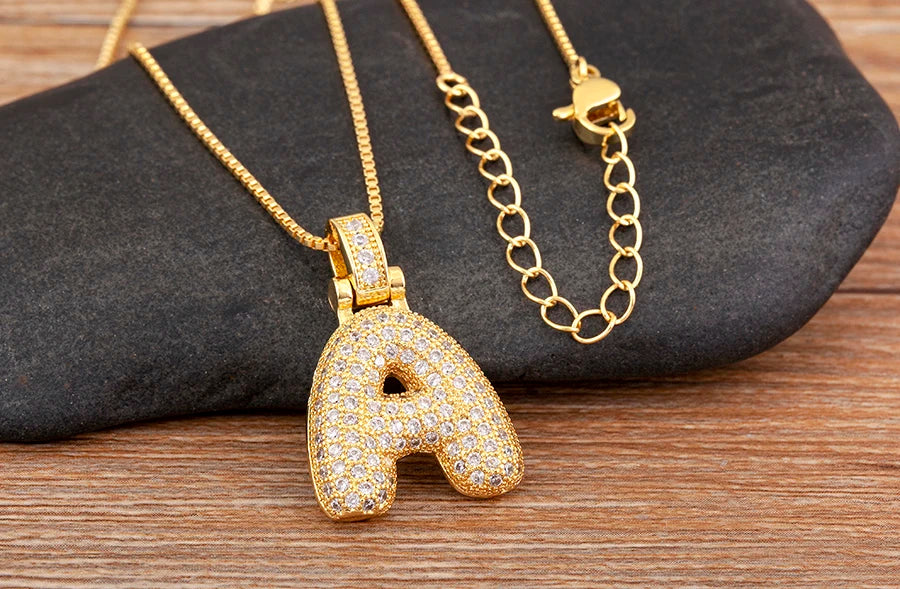 Collana regolabile con lettera scintillante A-Z Design unisex