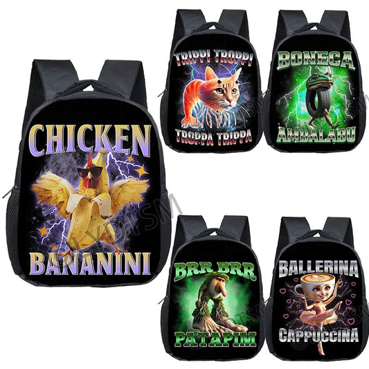 🎒 Zaino Brainrot Italiano - Tralalero Tralalà! Per Bambini 2-4 Anni