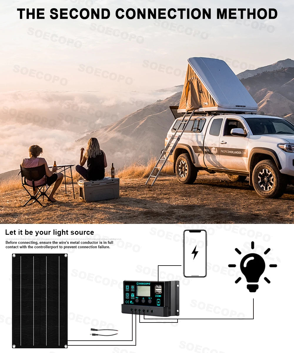 Kit Solare Completo Pannello 800W Inverter Controller + Accumulo Casa/Campeggio