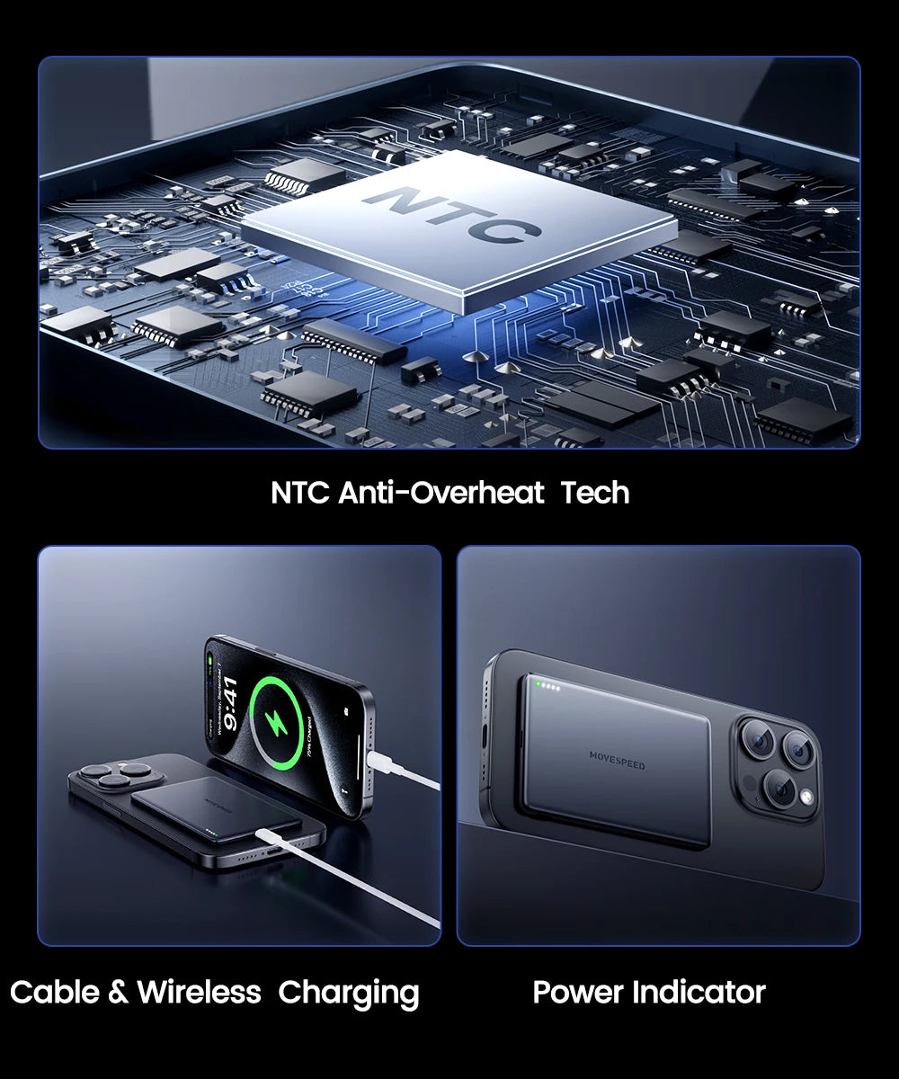 Power Bank Magnetico 5000mAh - Ricarica Wireless Ultra Rapida per iPhone & Android