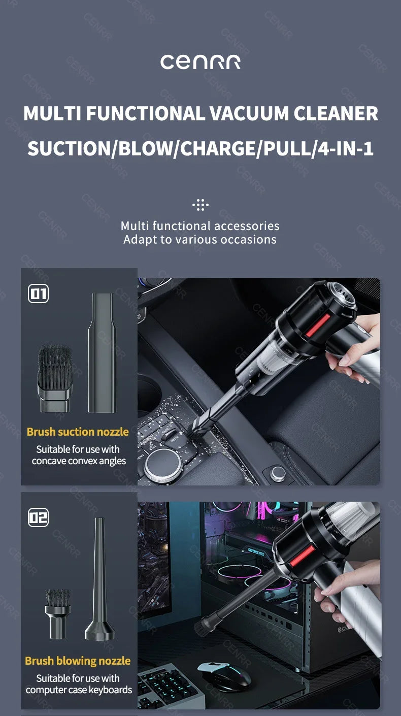 Aspirapolvere Auto Wireless PA Forte – Mini Potente Portatile per Auto/Casa