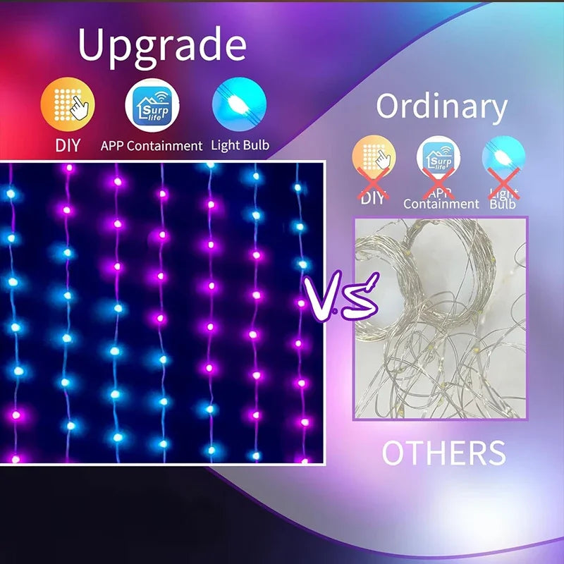 ✨ Luci USB a Tendina Smart - Controllo APP/Bluetooth, Multicolore, con Musica!
Perfette per camera, feste e Natale. Creai testi e disegni con un tap! 🎄📱