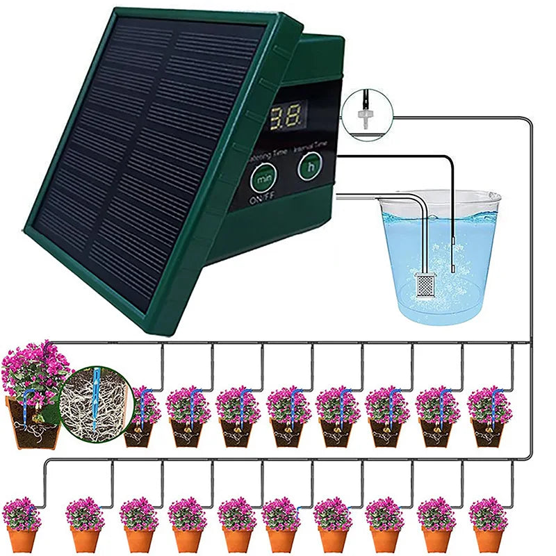 🌞 Sistema di Irrigazione a Goccia Solare Automatico - Per Giardini, Balconi e Piante Indoor