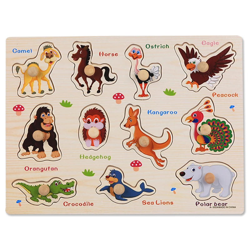 🧩 Puzzle Montessori in Legno per Bambini 1-3 Anni – Gioco Educativo per Imparare Divertendosi