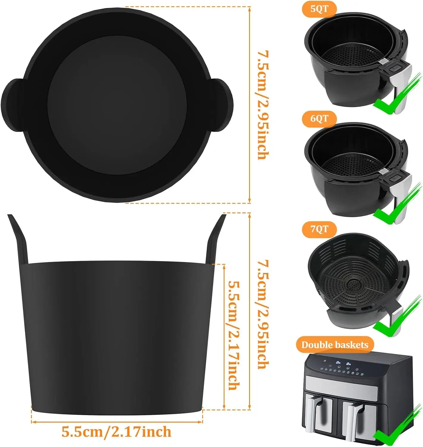 Vaschette Silicone per Friggitrice ad Aria - 4 Pezzi, Resistente al Calore