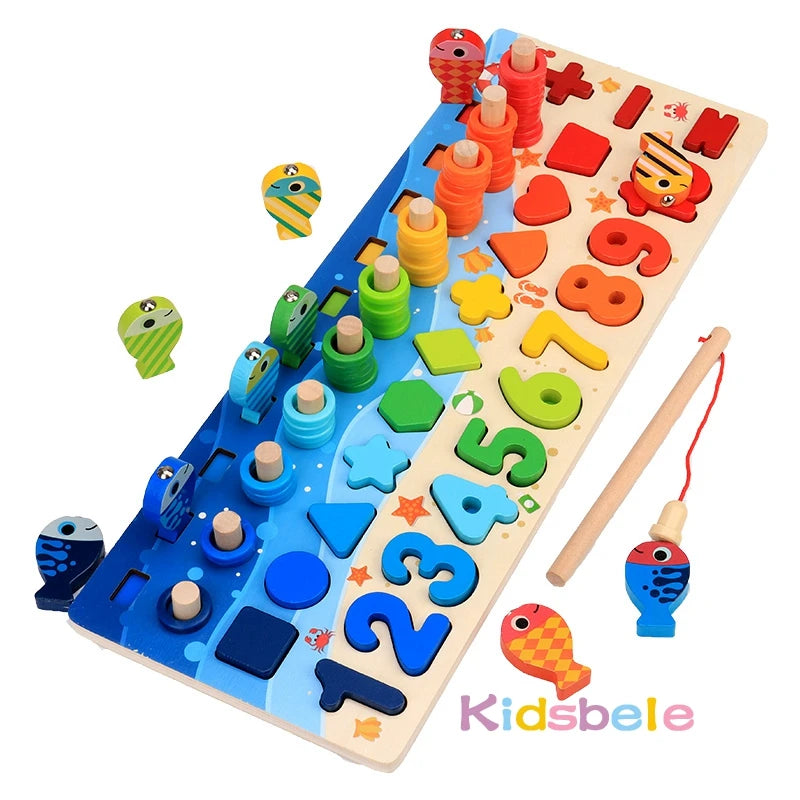 Set Educativo Legno - Puzzle, Conteggio, Pesca Magnetica Montessori 3+
