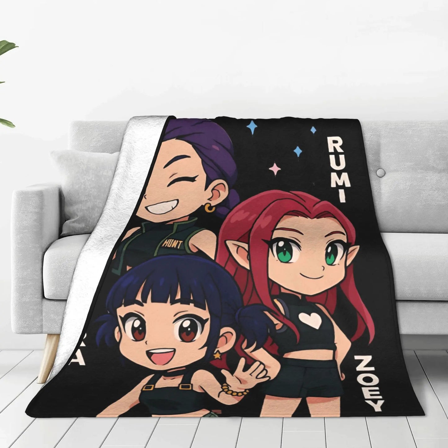 Coperta KPop Demon Hunters 100% Poliestere Peluche, 150x100cm, Inverno Regalo Natale