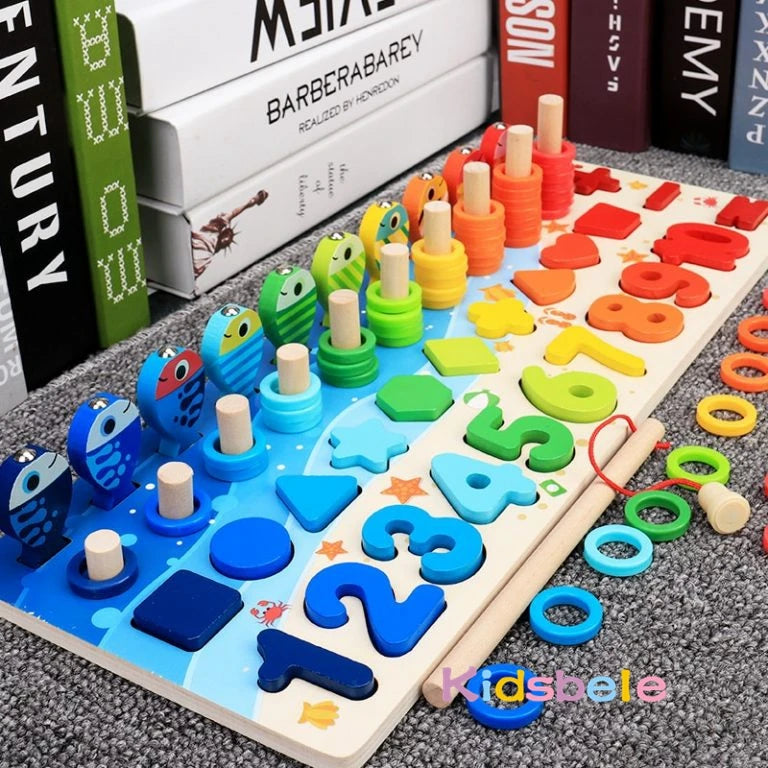 Set Educativo Legno - Puzzle, Conteggio, Pesca Magnetica Montessori 3+