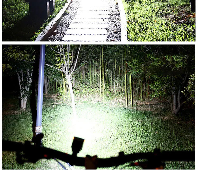 Luce Bici USB Ricaricabile - Frontale MTB/Strada, Torcia  Clacson, Display Batteria