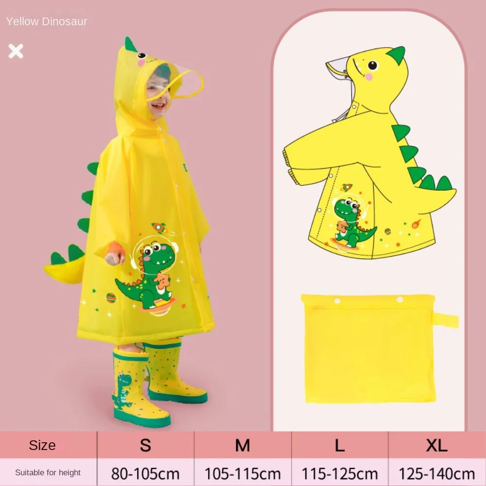 Impermeabile per Bambini con Sacca  - Mantellina Antipioggia Dinosauro e Unicorno