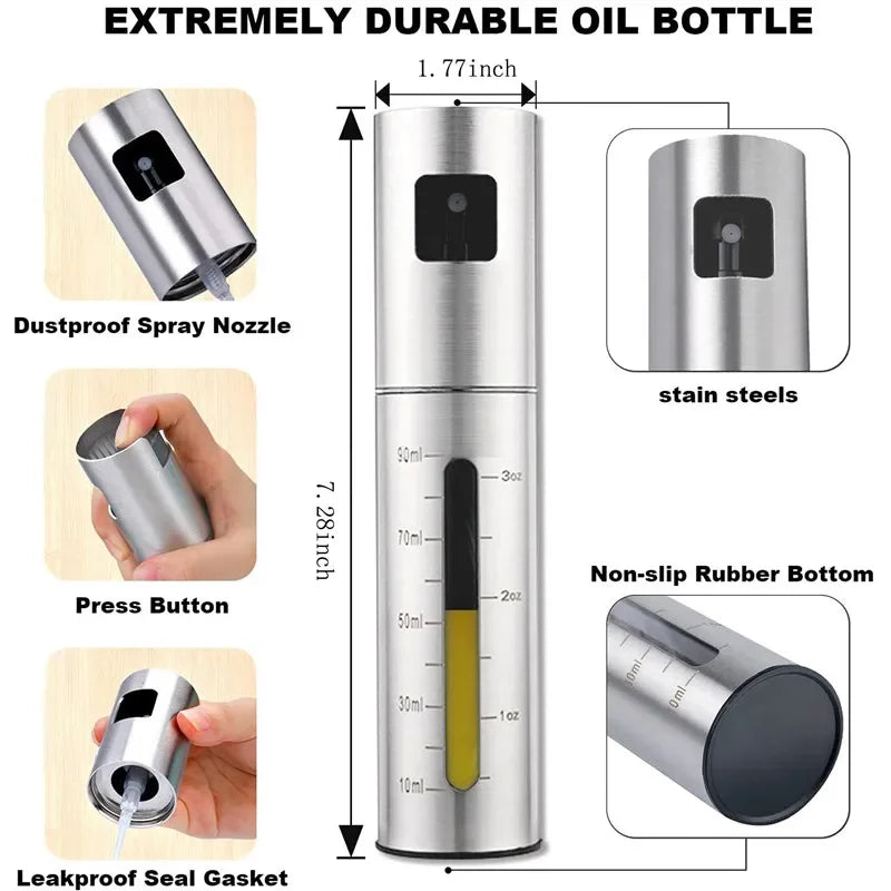 Spray per Olio in Acciaio Inox 304 - Bottiglia per Olio, Aceto e Condimenti
