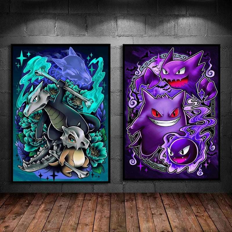 👻 Quadro Gengar Pokémon - Stampa Premium su Tela Senza Cornice