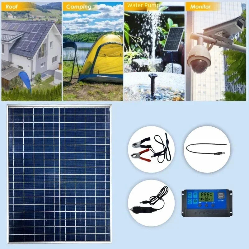 Pannello Solare 500W/1000W 12V - IP65 Impermeabile con Controller 100A e USB