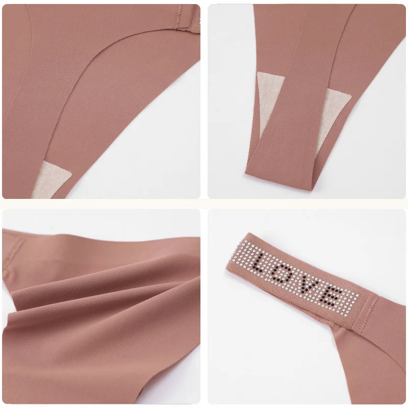 7 PERIZOMA LEOPARDO con LETTERA CRISTALLO - G-String Vita Bassa Senza Cuciture